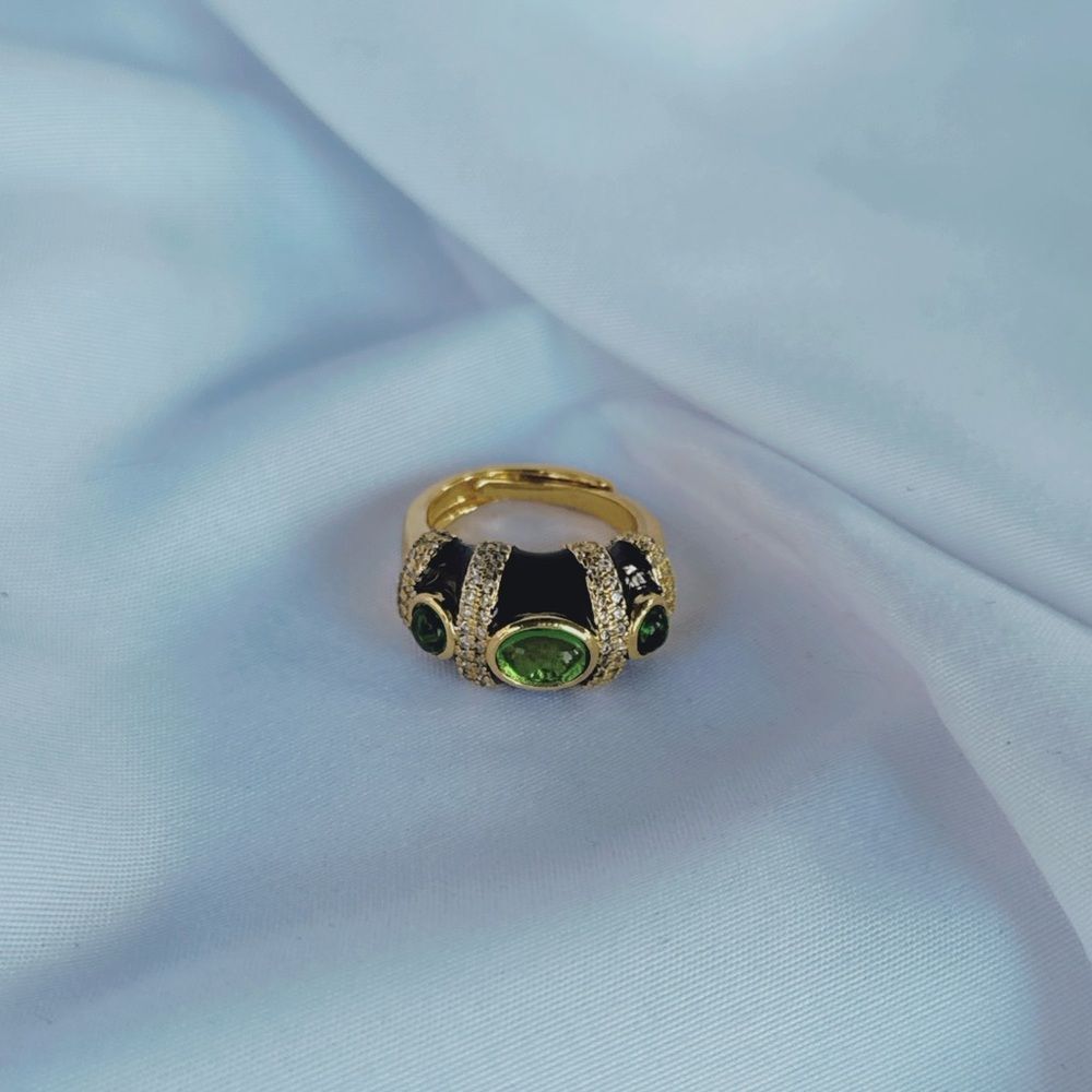 REVOLVE Gold and Green Statement Ring